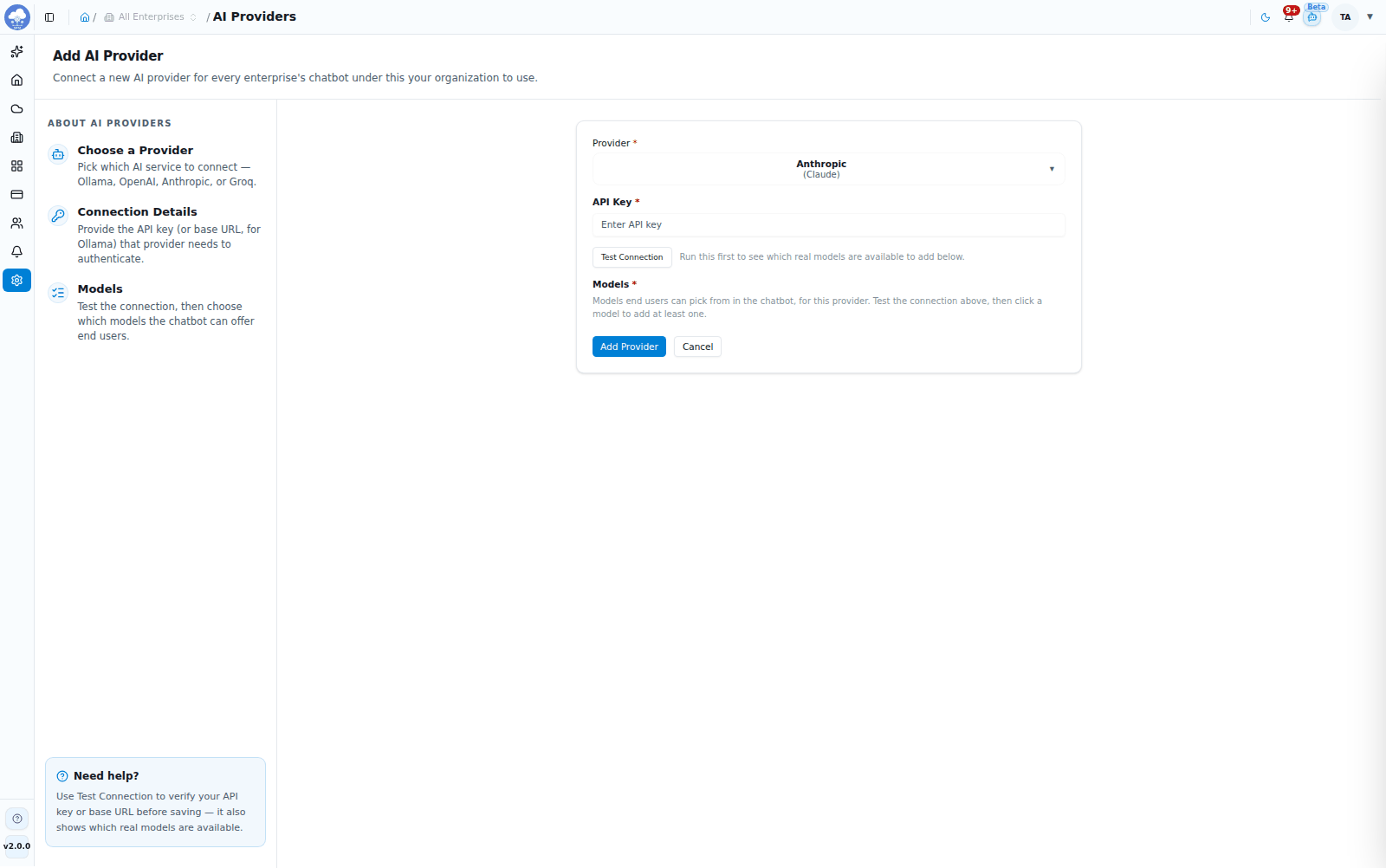 Adding an AI provider